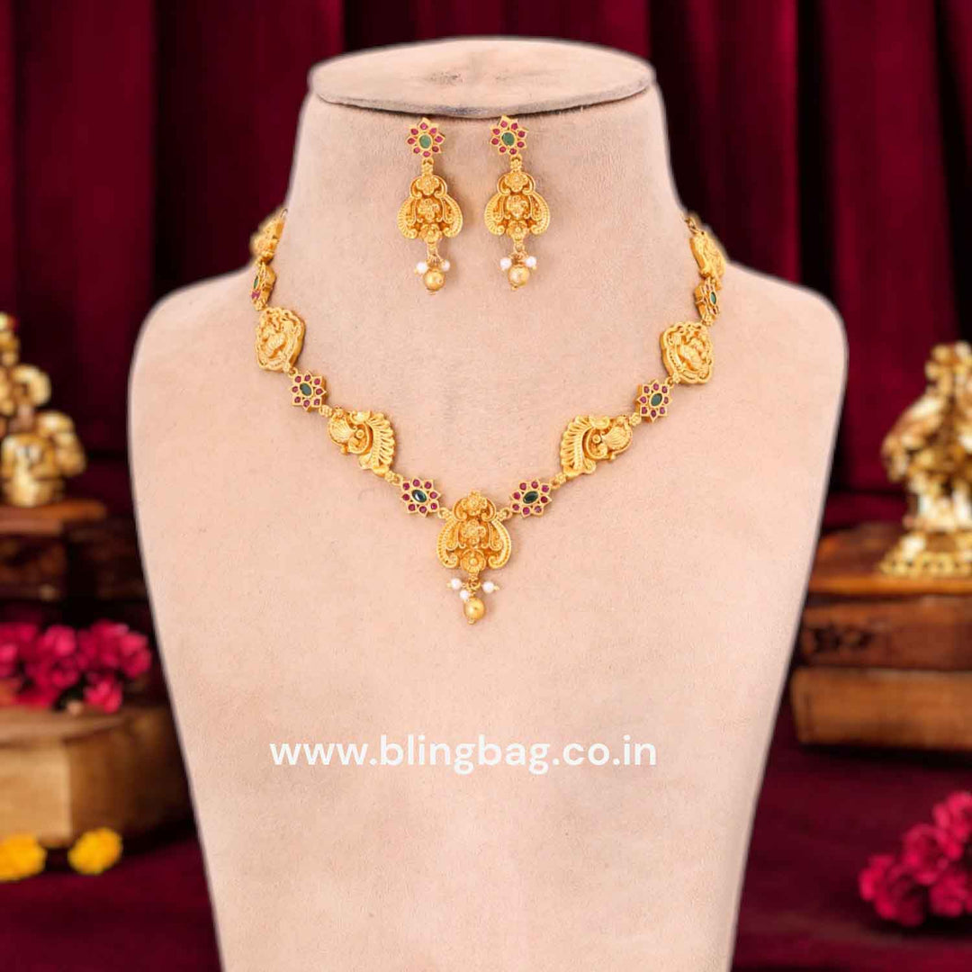 Multicolor Karunalayai Temple Jewellery Set- New Arrival