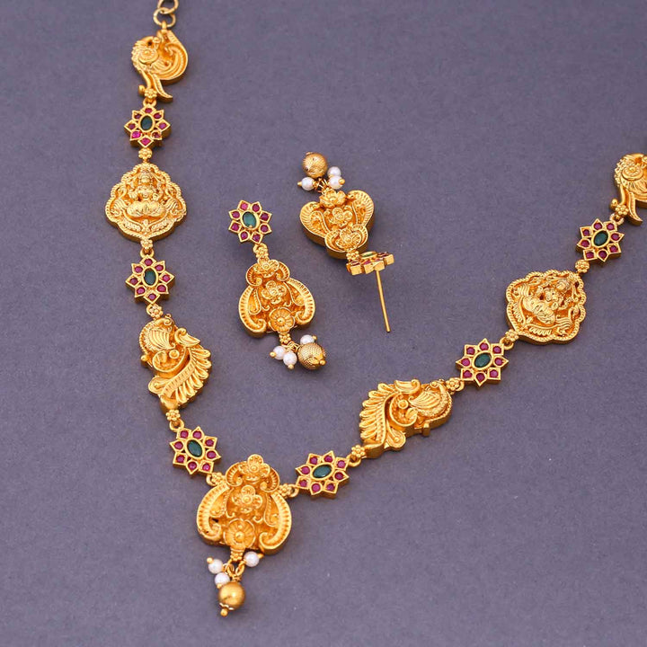 Multicolor Karunalayai Temple Jewellery Set- New Arrival