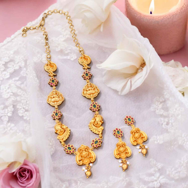 Multicolor Karunalayai Temple Jewellery Set- New Arrival