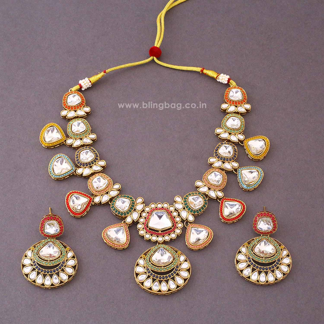 Multicolor Kavira Kundan Jewellery Set - New Arrival