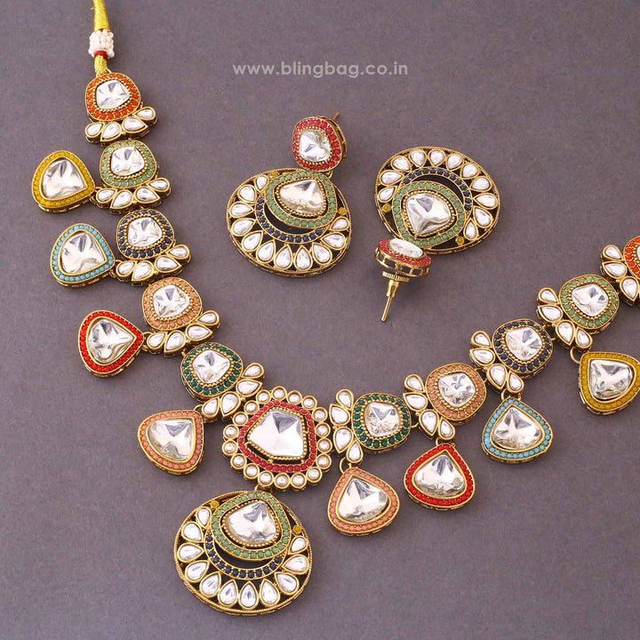 Multicolor Kavira Kundan Jewellery Set - New Arrival