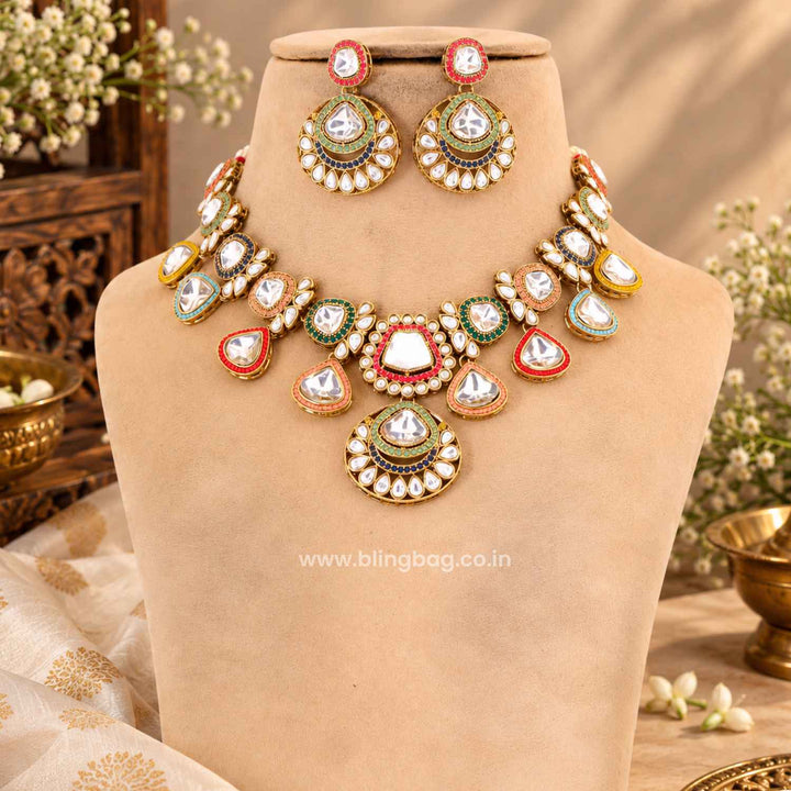 Multicolor Kavira Kundan Jewellery Set - New Arrival