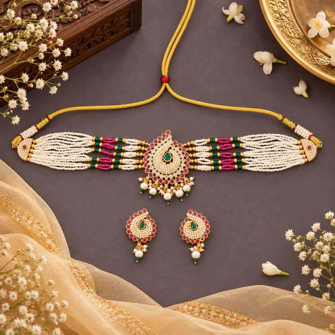 Multicolor Kavyarini Antique Jewellery Set - New Arrival