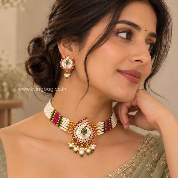 Multicolor Kavyarini Antique Jewellery Set - New Arrival