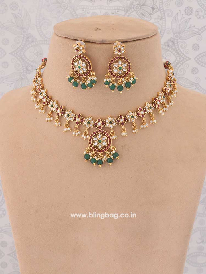 Multicolor Kedarnath Temple Jewellery Set