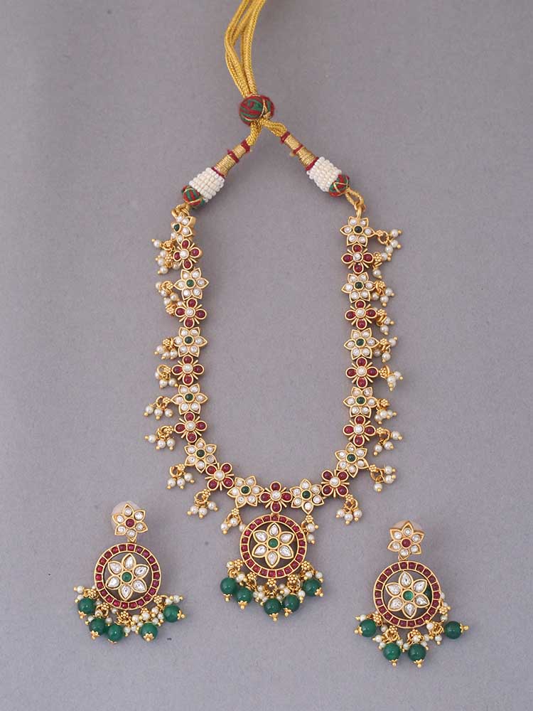Multicolor Kedarnath Temple Jewellery Set