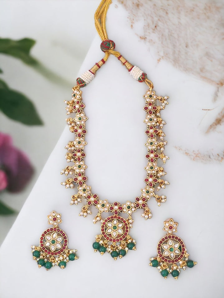Multicolor Kedarnath Temple Jewellery Set