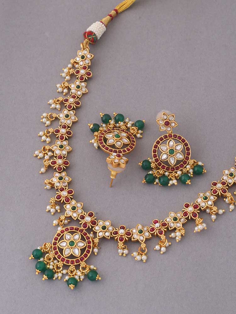 Multicolor Kedarnath Temple Jewellery Set