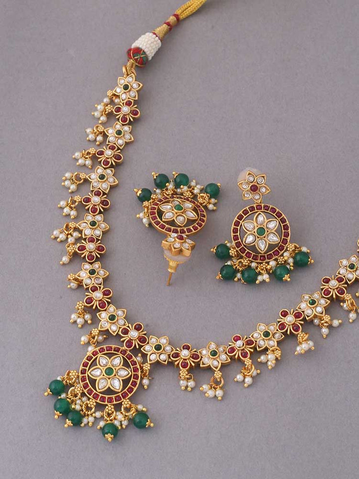 Multicolor Kedarnath Temple Jewellery Set
