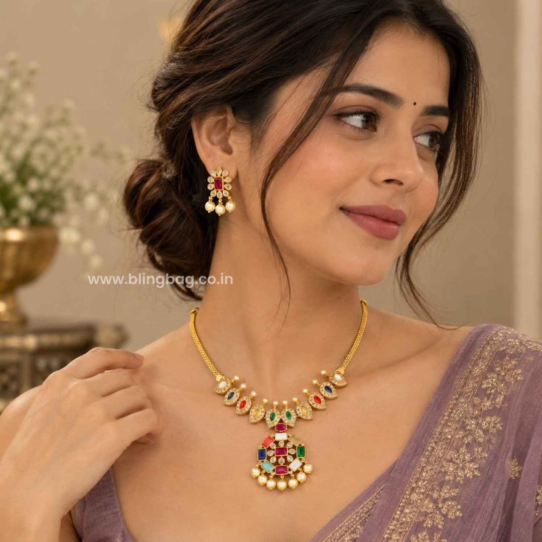 Multicolor Keyara Antique Jewellery Set- New Arrival