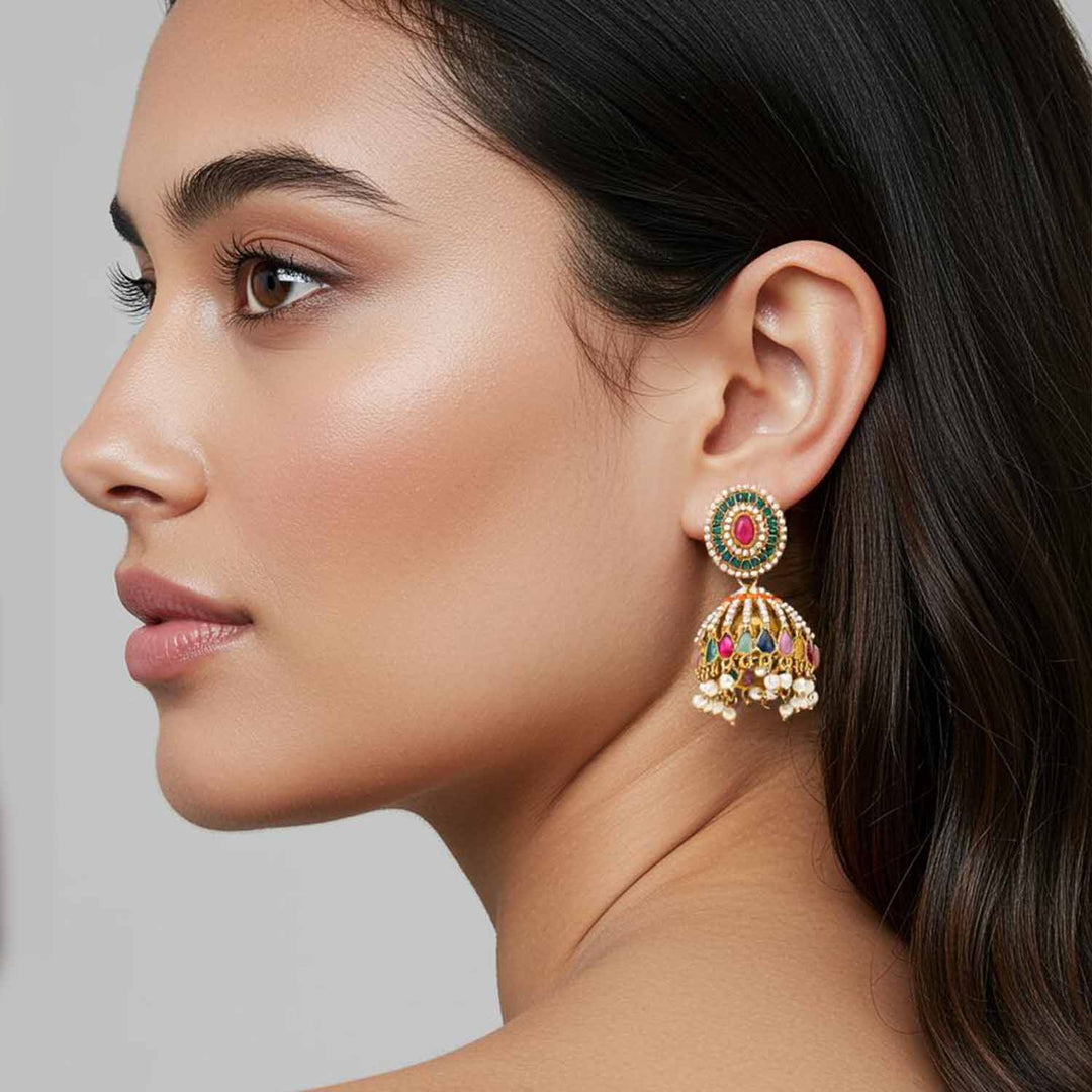 Multicolor Khulmini Jhumkis