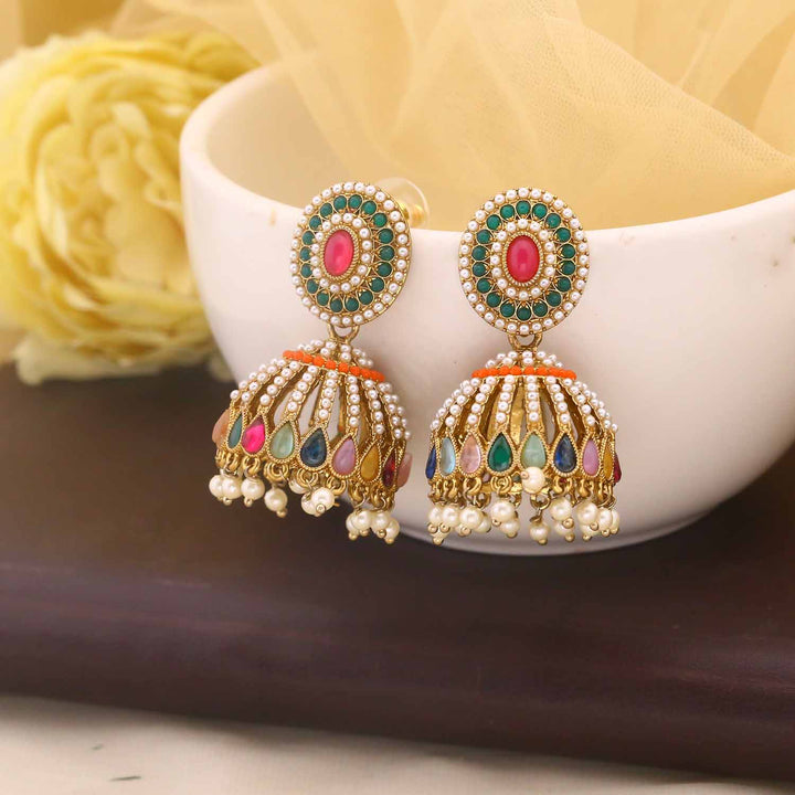 Multicolor Khulmini Jhumkis