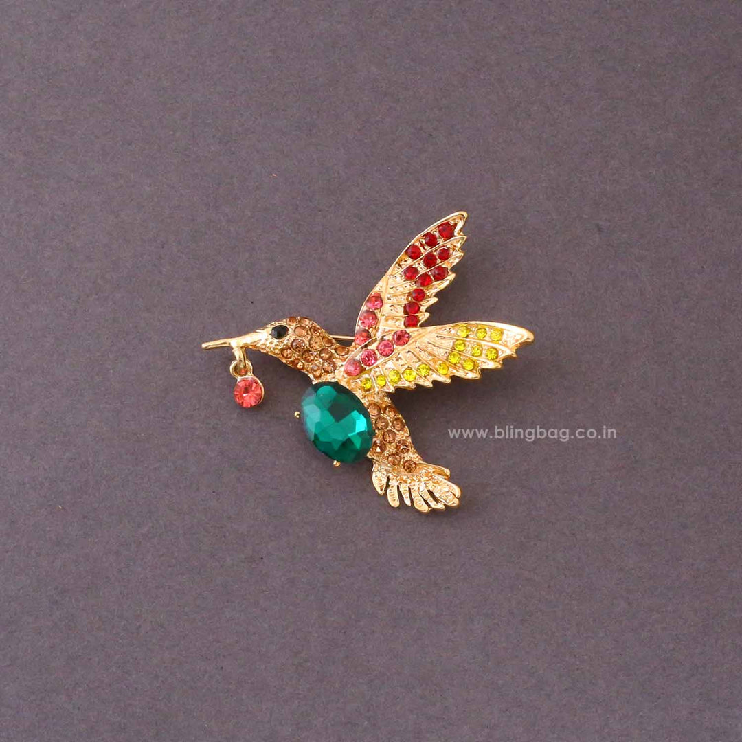 Multicolor Kingfisher Brooch