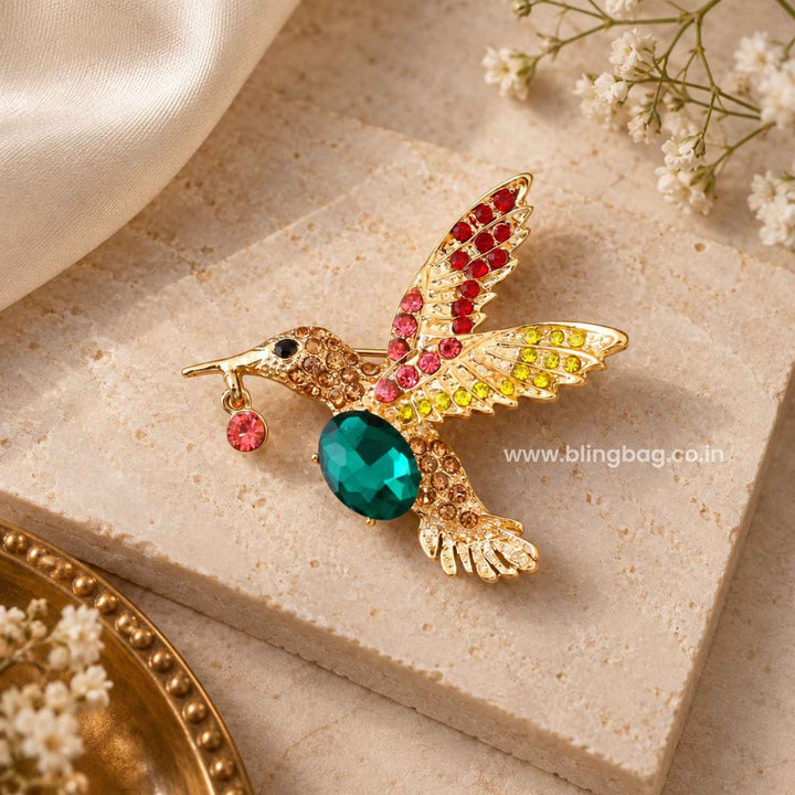 Multicolor Kingfisher Brooch
