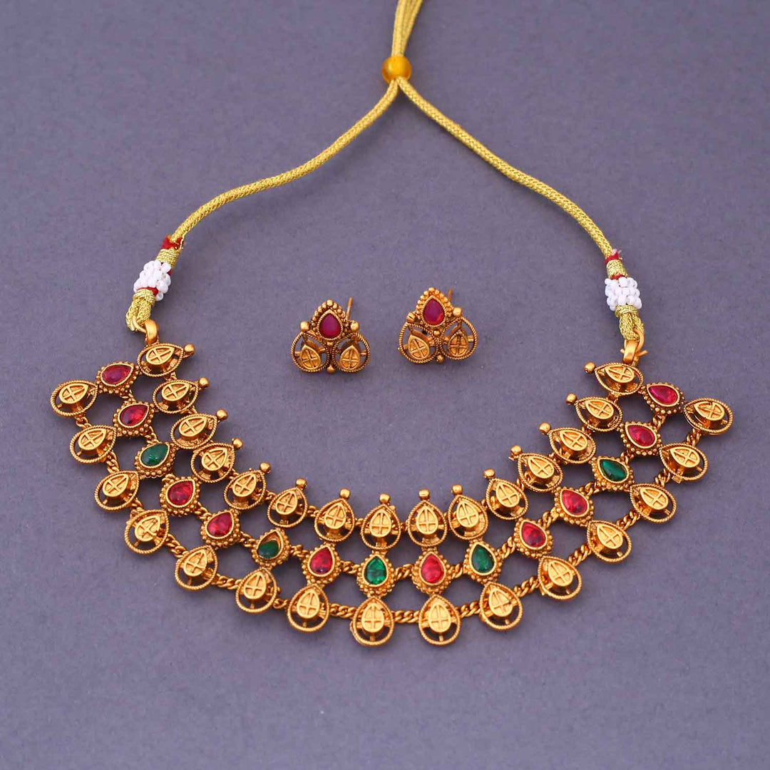 Multicolor Kirandeep Antique Jewellery Set - New Arrival