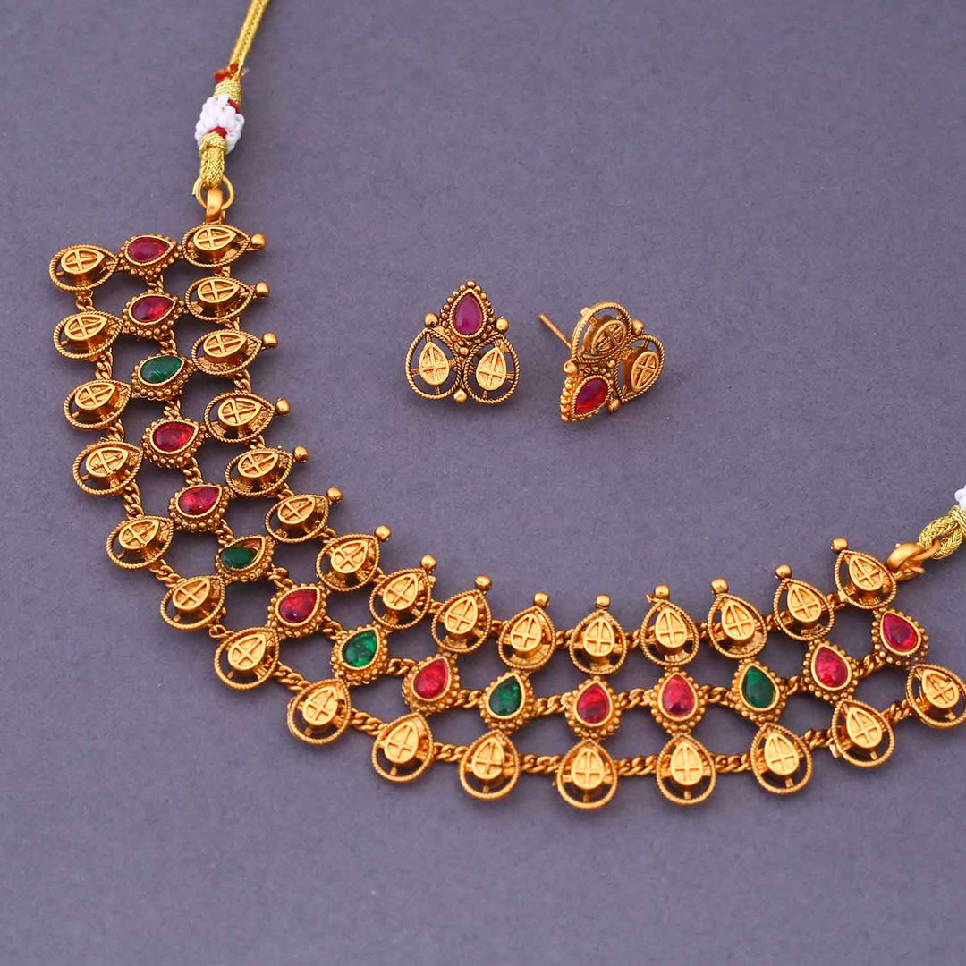 Multicolor Kirandeep Antique Jewellery Set - New Arrival