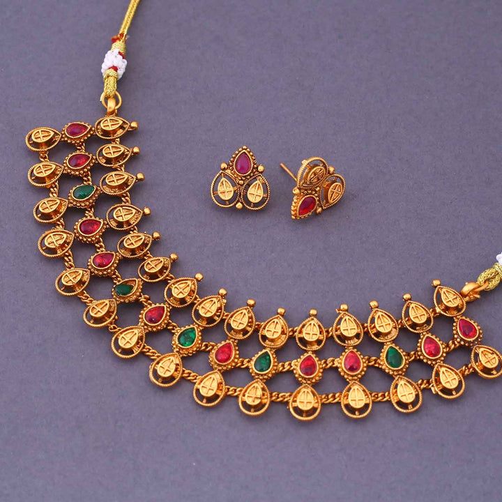 Multicolor Kirandeep Antique Jewellery Set - New Arrival