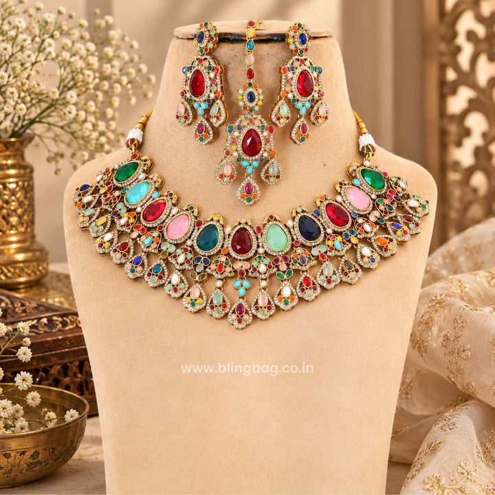 Multicolor Kivisha Kundan Jewellery Set - New Arrival