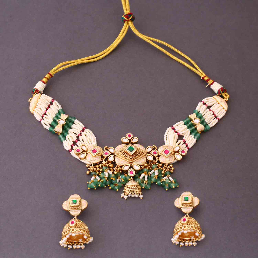 Multicolor Krithika Antique Rajwadi Set