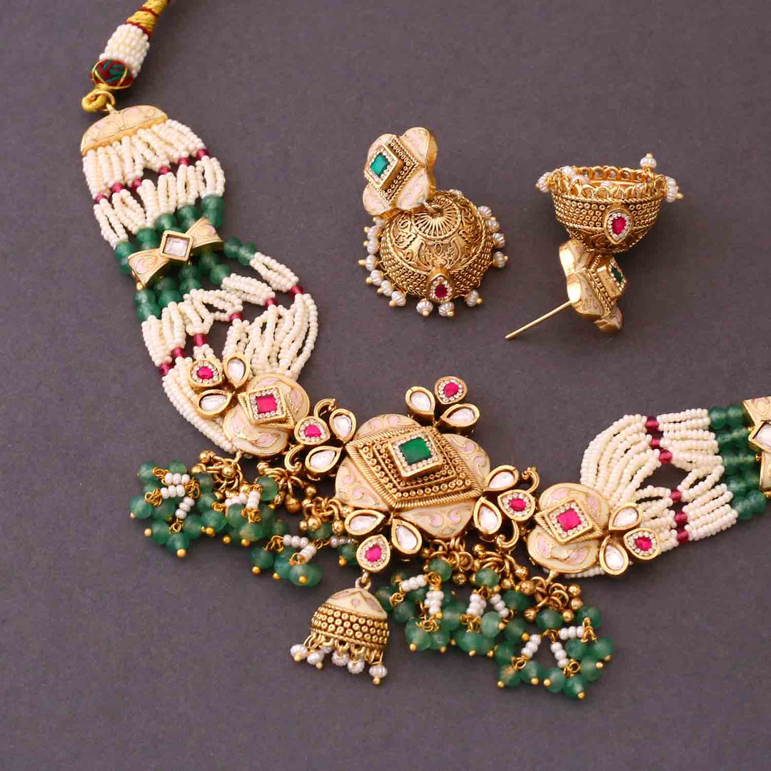 Multicolor Krithika Antique Rajwadi Set