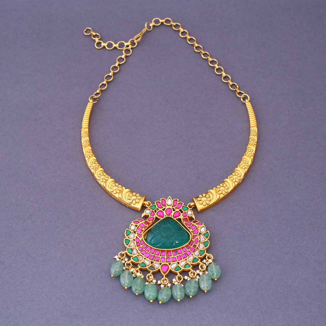Multicolor Kulsmani Hasli Antique Jewellery Set - New Arrival
