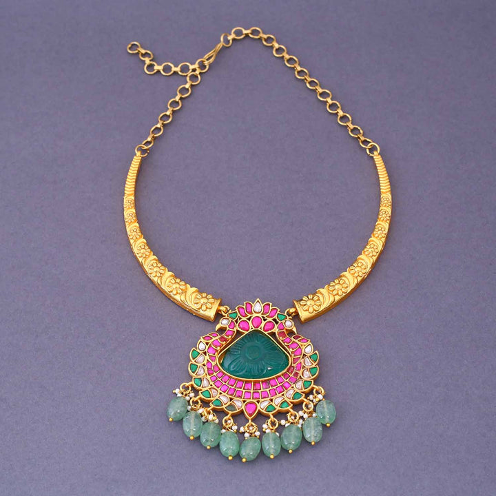 Multicolor Kulsmani Hasli Antique Jewellery Set - New Arrival
