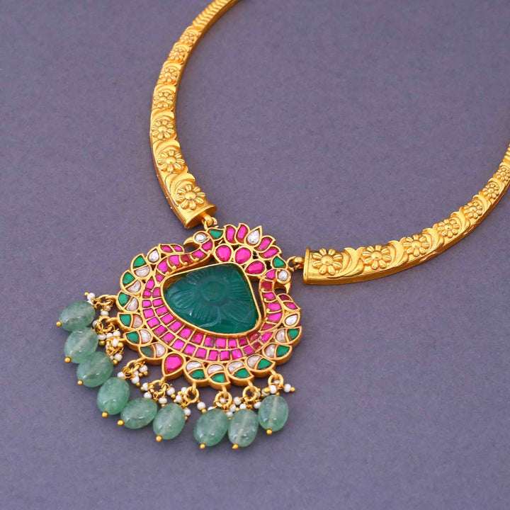 Multicolor Kulsmani Hasli Antique Jewellery Set - New Arrival