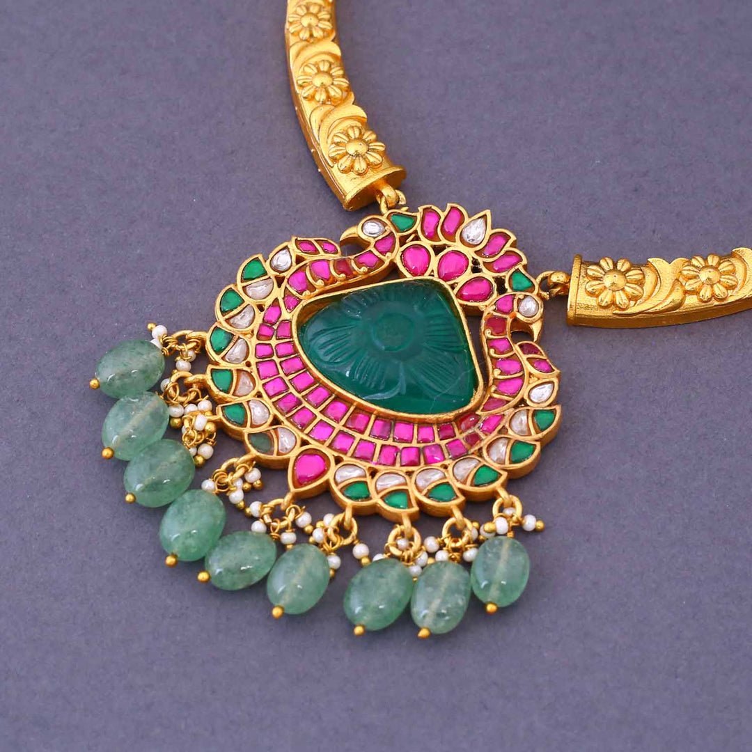 Multicolor Kulsmani Hasli Antique Jewellery Set - New Arrival