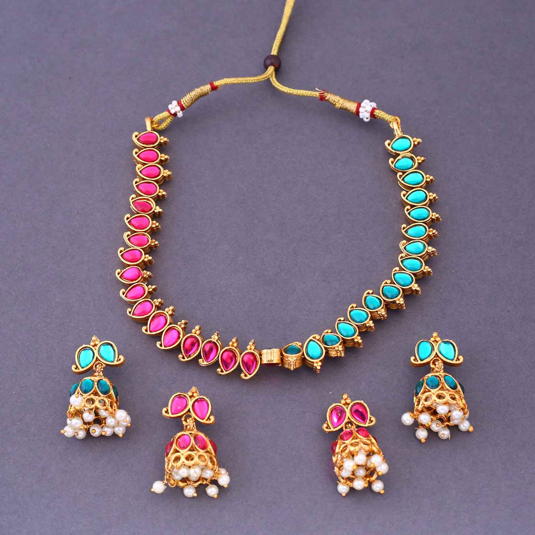 Multicolor Kumuda Reversible Antique Jewellery Set- New Arrival