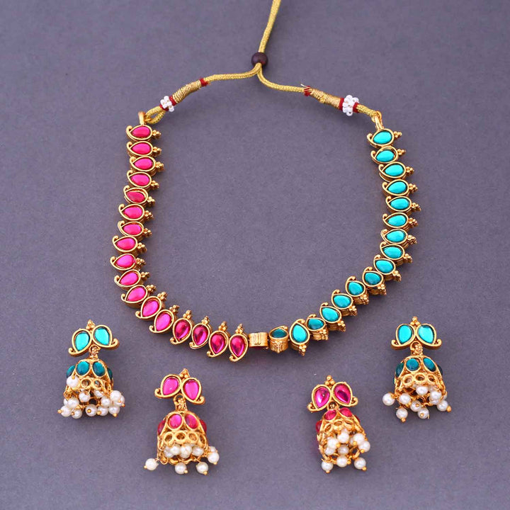 Multicolor Kumuda Reversible Antique Jewellery Set- New Arrival