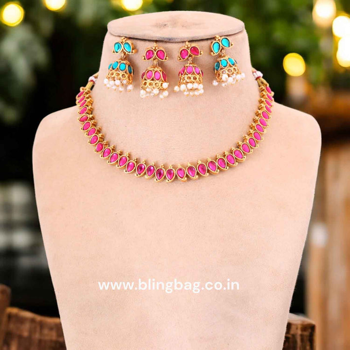Multicolor Kumuda Reversible Antique Jewellery Set- New Arrival