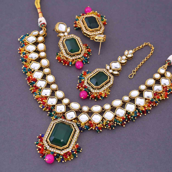 Multicolor Kuntala Kundan Jewellery Set