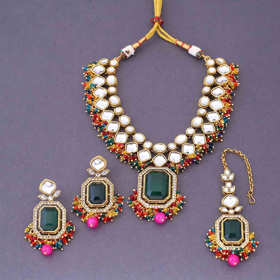 Multicolor Kuntala Kundan Jewellery Set