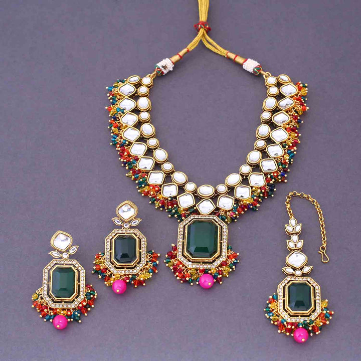 Multicolor Kuntala Kundan Jewellery Set