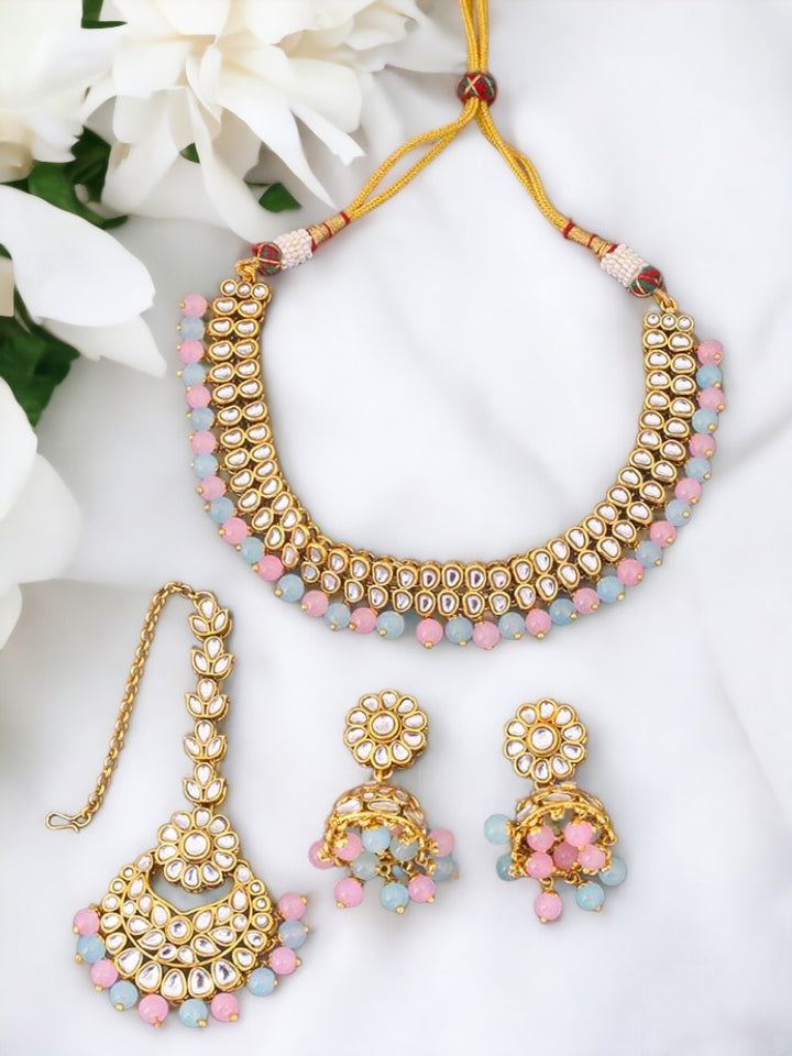 Multicolor Lafiza Kundan Jewellery Set