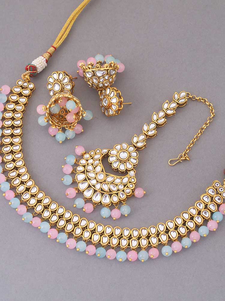 Multicolor Lafiza Kundan Jewellery Set