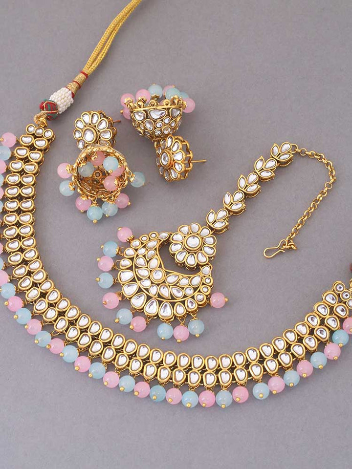 Multicolor Lafiza Kundan Jewellery Set