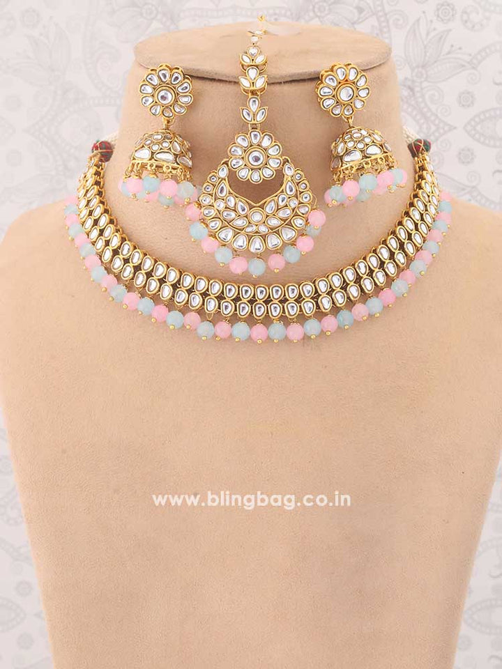 Multicolor Lafiza Kundan Jewellery Set