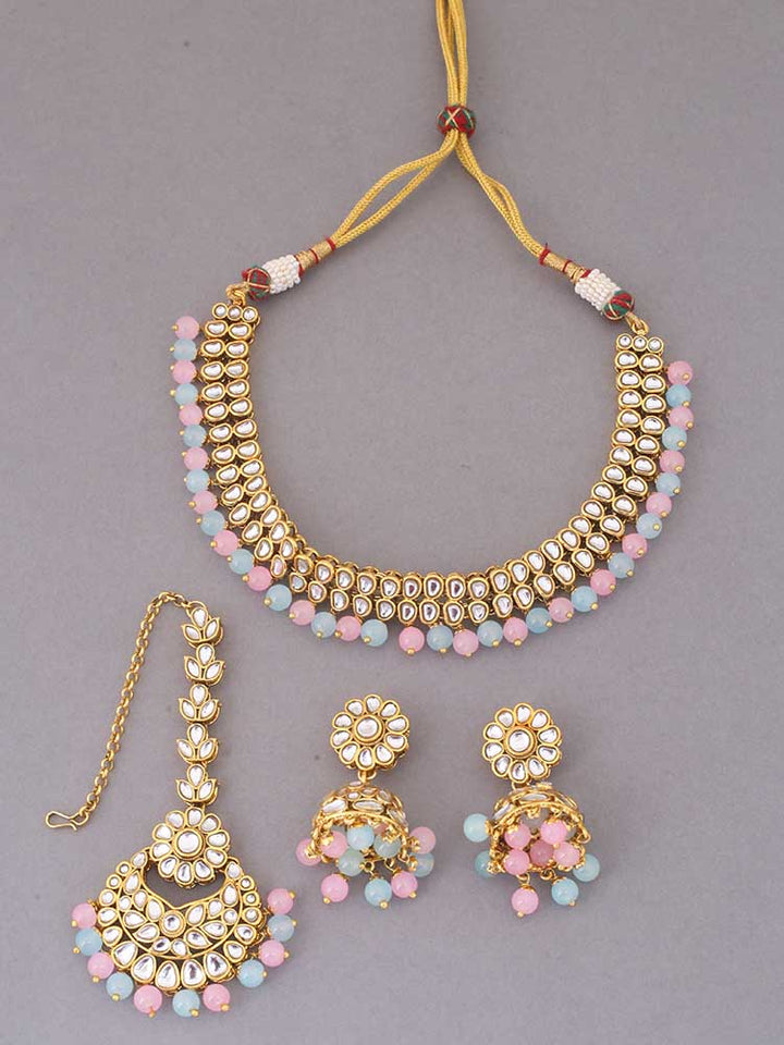 Multicolor Lafiza Kundan Jewellery Set