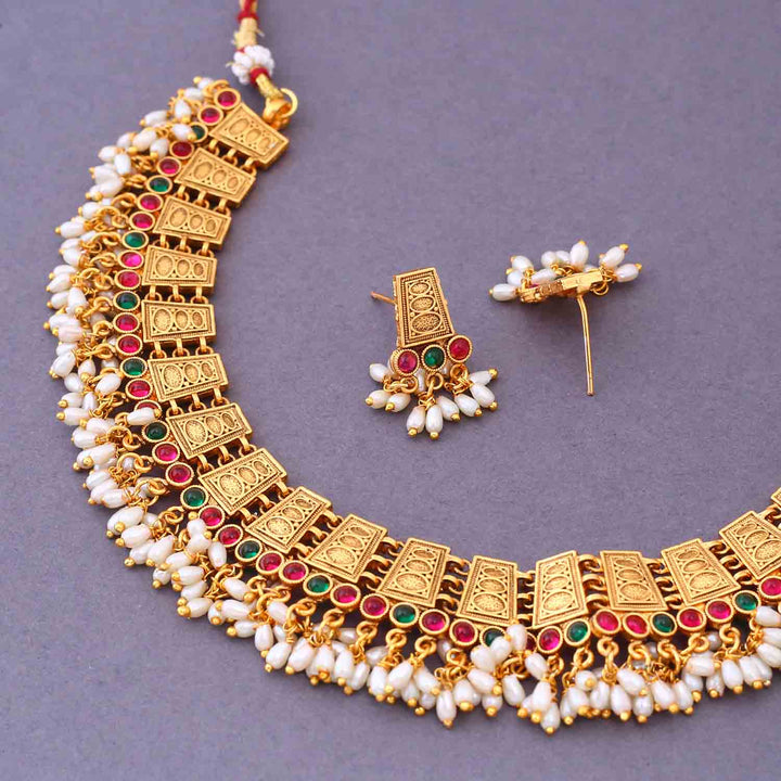 Multicolor Lajwanti Antique Jewellery Set - New Arrival