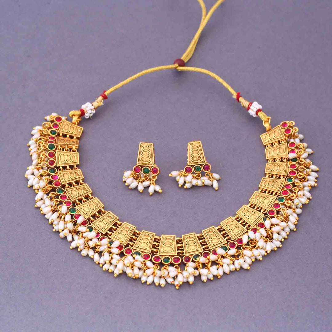 Multicolor Lajwanti Antique Jewellery Set - New Arrival