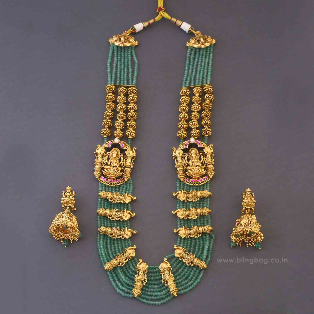 Mint Lakshmiya Temple Jewellery Set - New Arrival