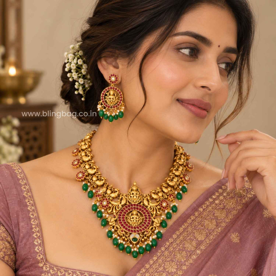 Multicolor Lalitashi Temple Jewellery Set- New Arrival
