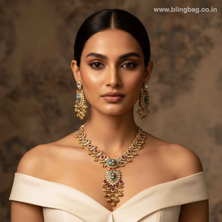 Multicolor Lalitya Heritage Jewellery Set