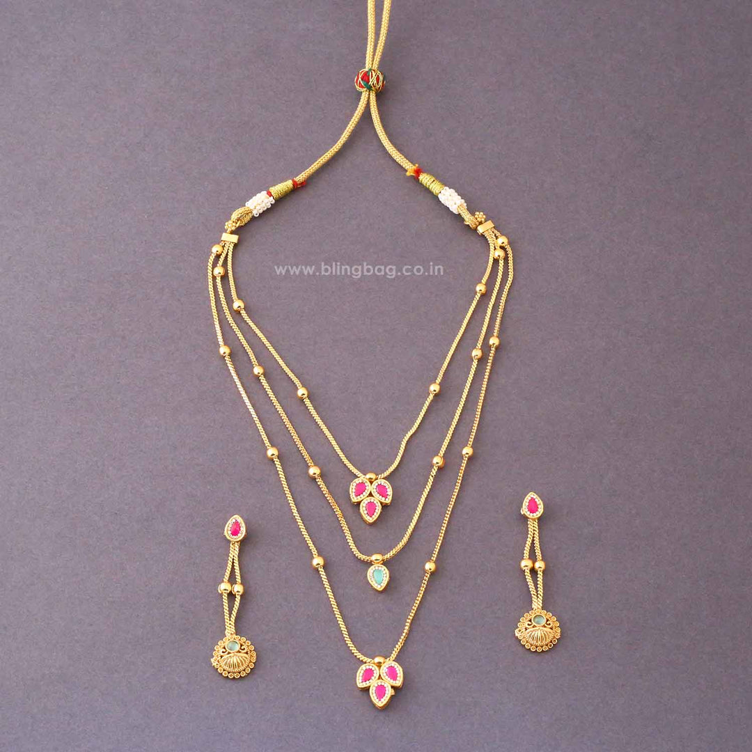 Multicolor Lavanyaini Antique Jewellery Set- New Arrival