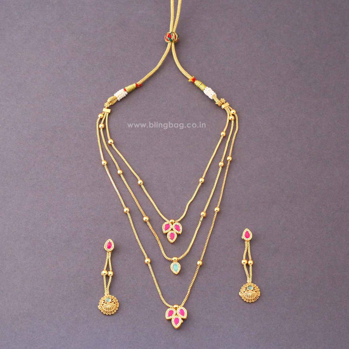 Multicolor Lavanyaini Antique Jewellery Set- New Arrival