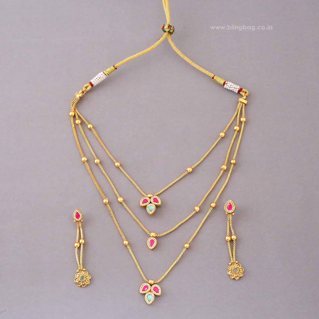 Multicolor Lavanyaini Antique Jewellery Set- New Arrival