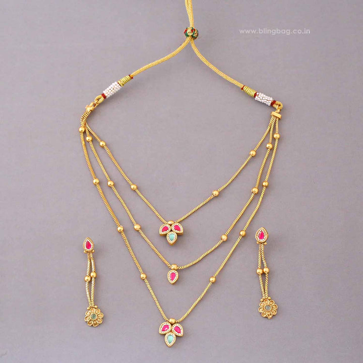 Multicolor Lavanyaini Antique Jewellery Set- New Arrival