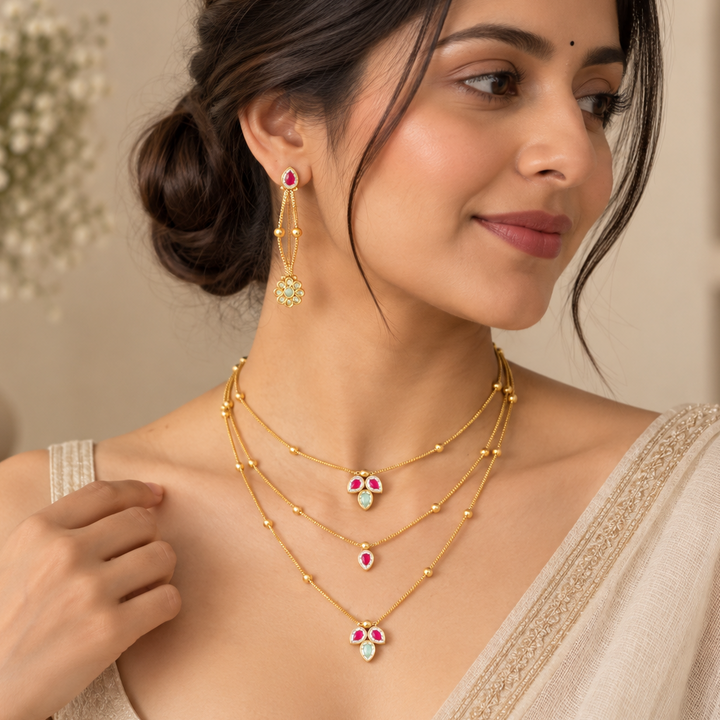 Multicolor Lavanyaini Antique Jewellery Set- New Arrival