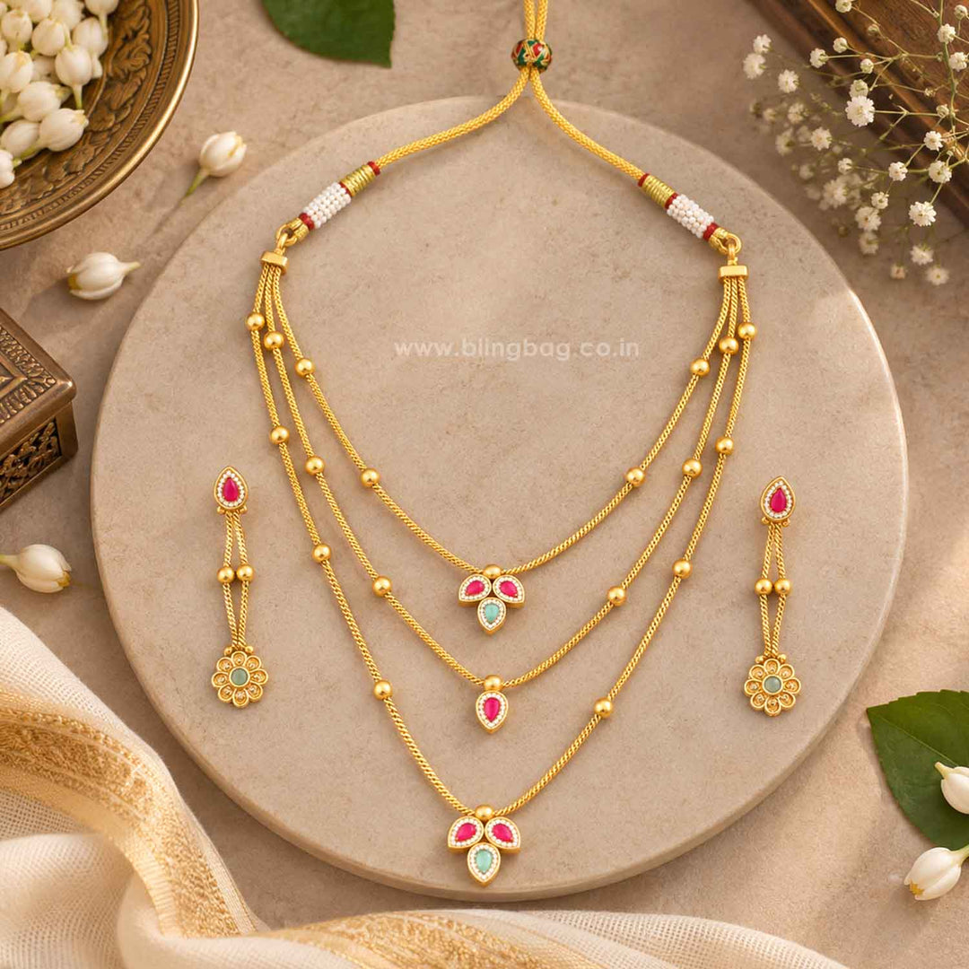 Multicolor Lavanyaini Antique Jewellery Set- New Arrival